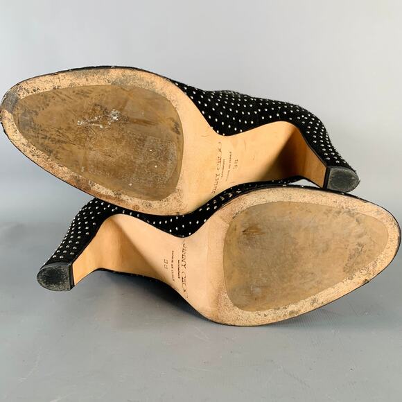 JIMMY CHOO Size 8 Black Studded Suede Pull On Boots - Picture 6 of 8